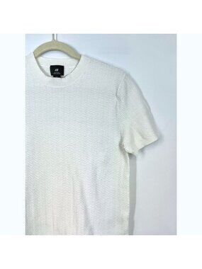 H&M Cream Cotton Textured Men's Short Sleeve Sweater Top Size S Capsule